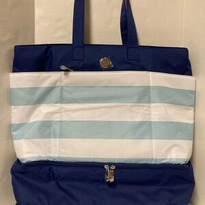 Joy Mangano Lightweight Double Decker Insulated Tote Beach Bag